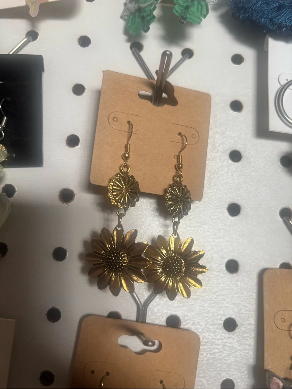 Gold Sunflower Drop Earrings - Women Accessories